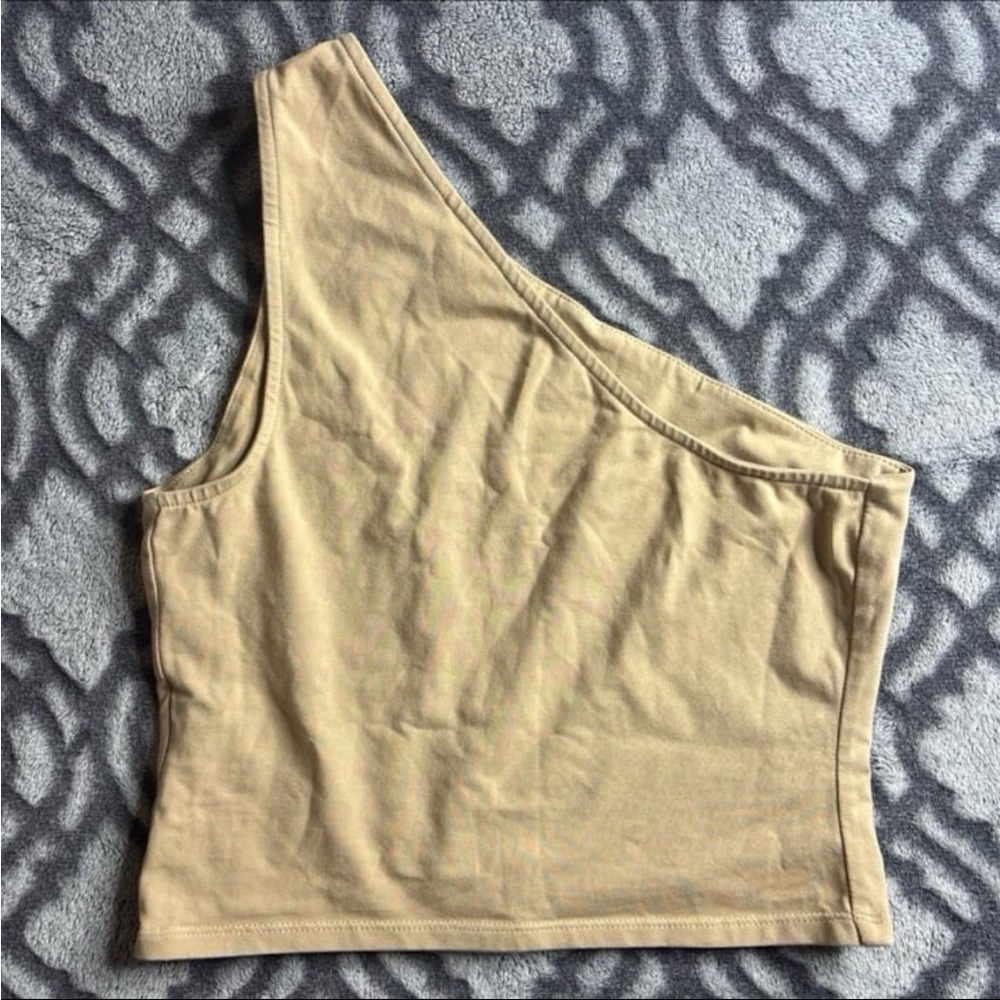 Express One-Shoulder Beige Crop Top